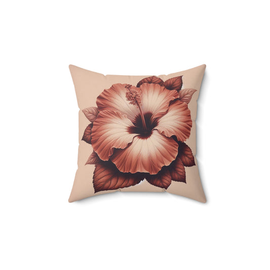 Square Pillow - Terracota Spring Trendy Palette with Beautiful Hibiscus Flower Design