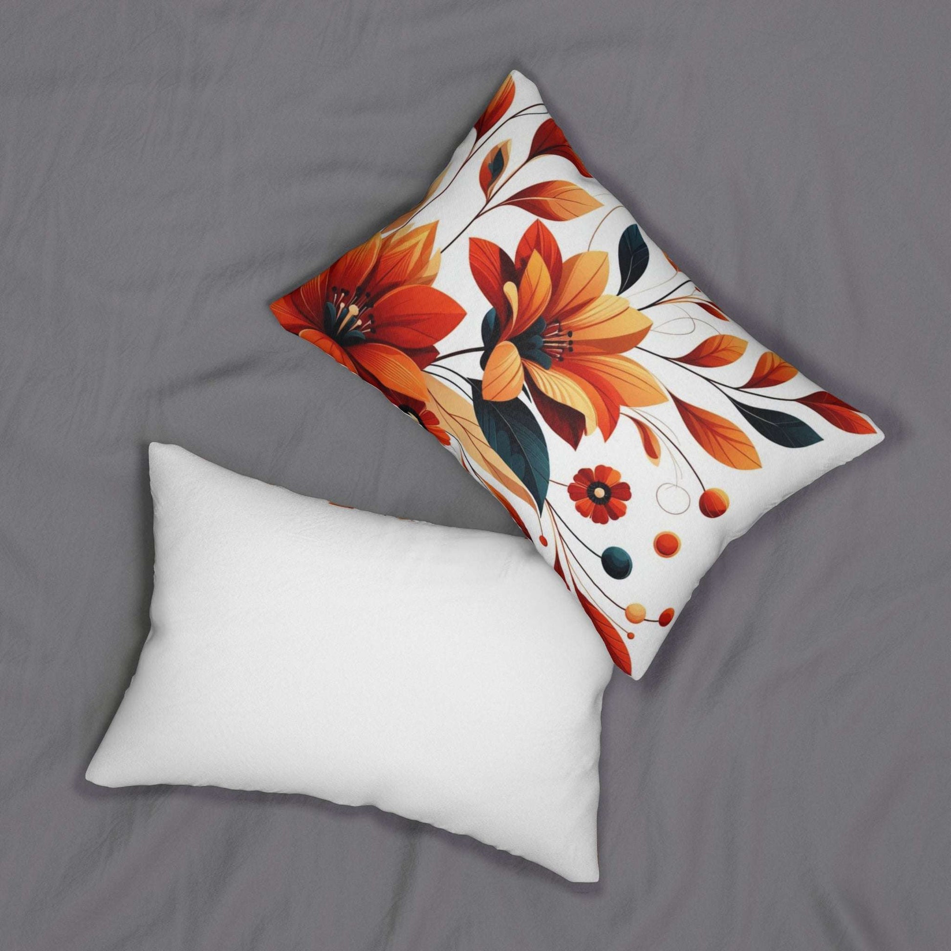 Vibrant Floral Spun Polyester Lumbar Pillow - Cozy Home Decor Accent