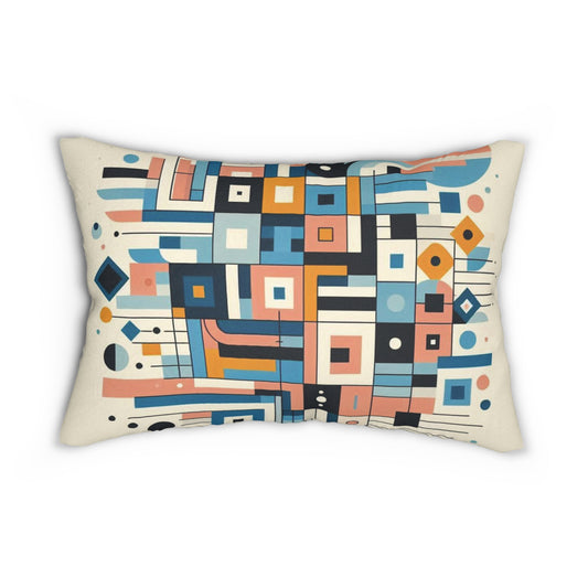 Coussin lombaire en polyester filé à motifs géométriques - Décoration d'intérieur moderne