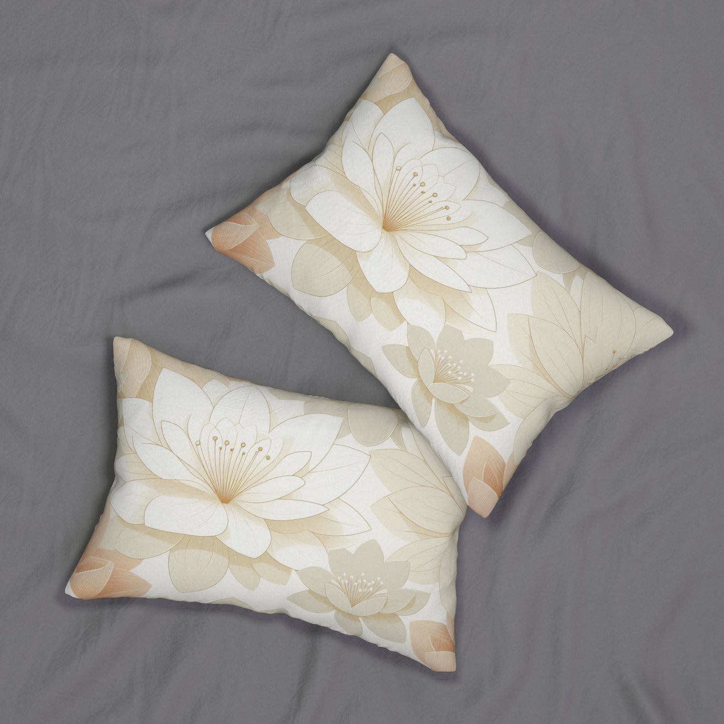 Elegant Floral Lumbar Pillow - Soft Blossom Design for Home Decor