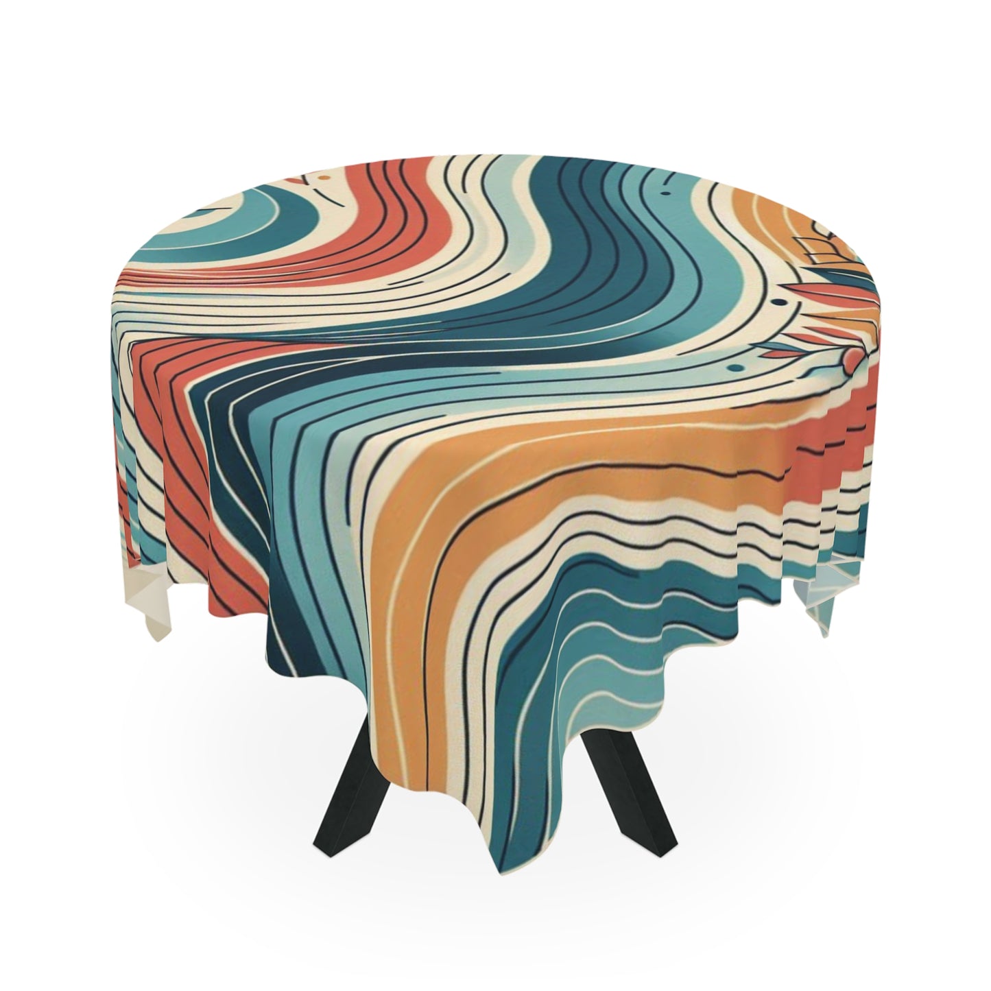 Bohemian Waves Tablecloth - Vibrant Abstract Design for Dining & Celebrations