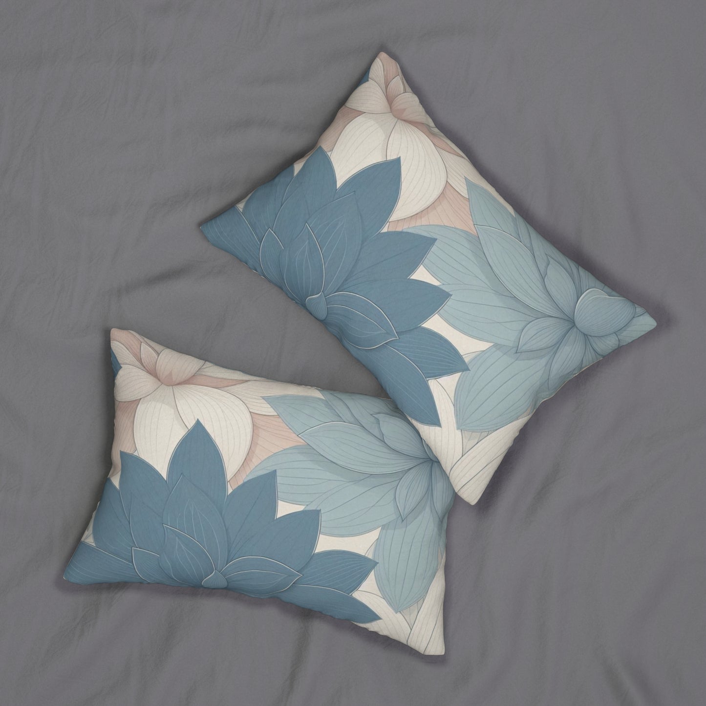 Serene Lotus Floral Lumbar Pillow - Comfort & Style for Home Decor