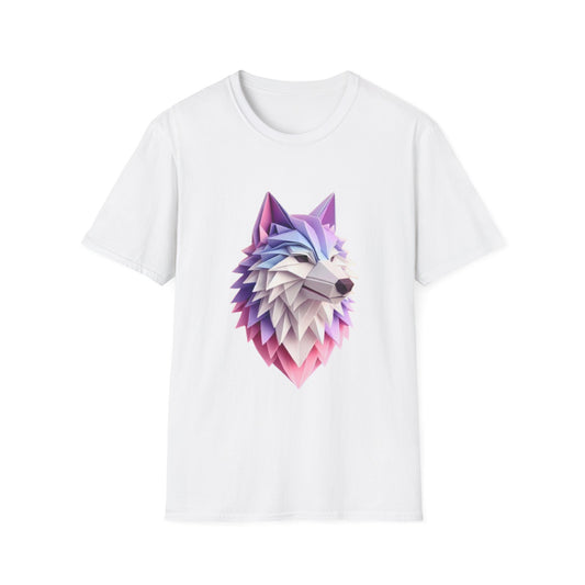 T-shirt géométrique à motif de loup - Doux et élégant, parfait pour les amoureux des animaux, tenues décontractées, cadeaux, t-shirts tendance, vêtements uniques