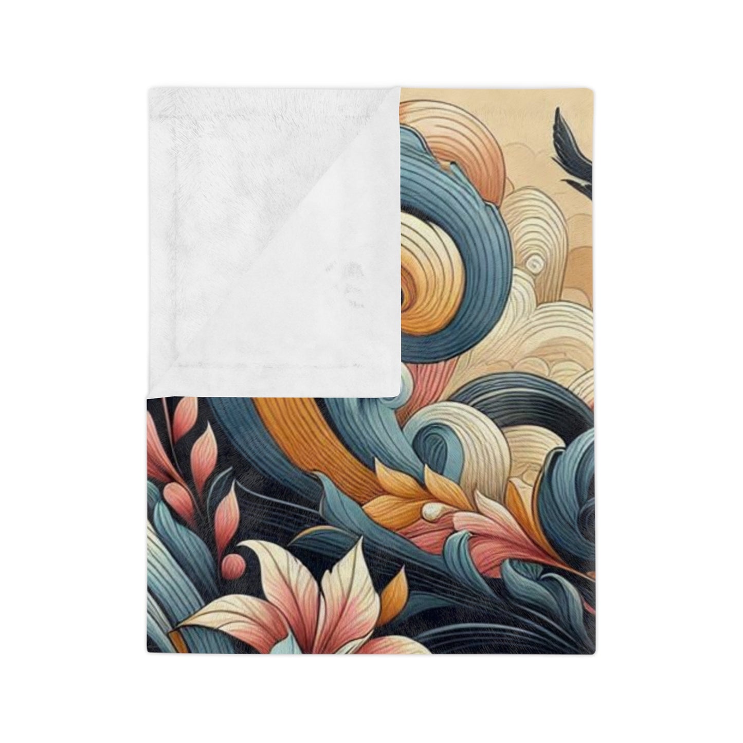 Couverture en velours Artistic Waves - Couverture décorative confortable avec motif floral