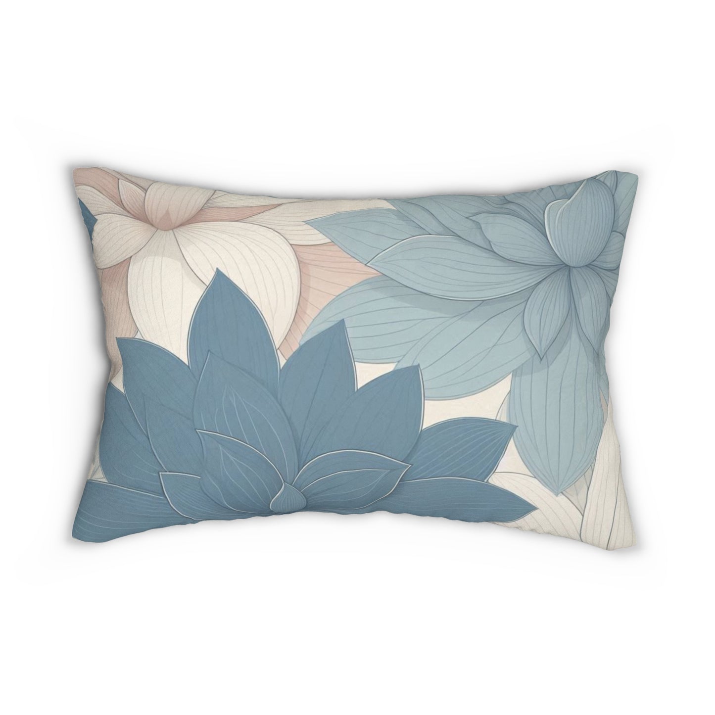 Serene Lotus Floral Lumbar Pillow - Comfort & Style for Home Decor