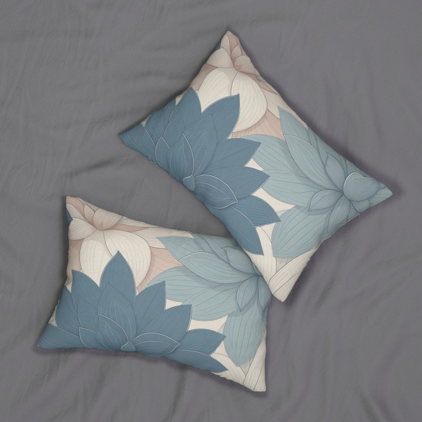 Serene Lotus Floral Lumbar Pillow - Comfort & Style for Home Decor