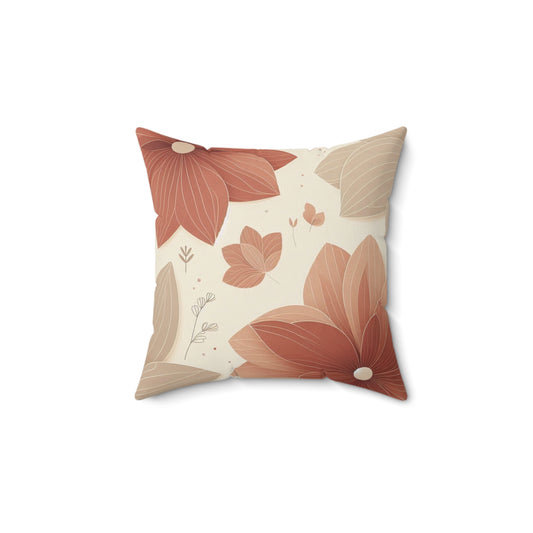 Coussin carré à motif floral botanique - Décoration d'intérieur confortable