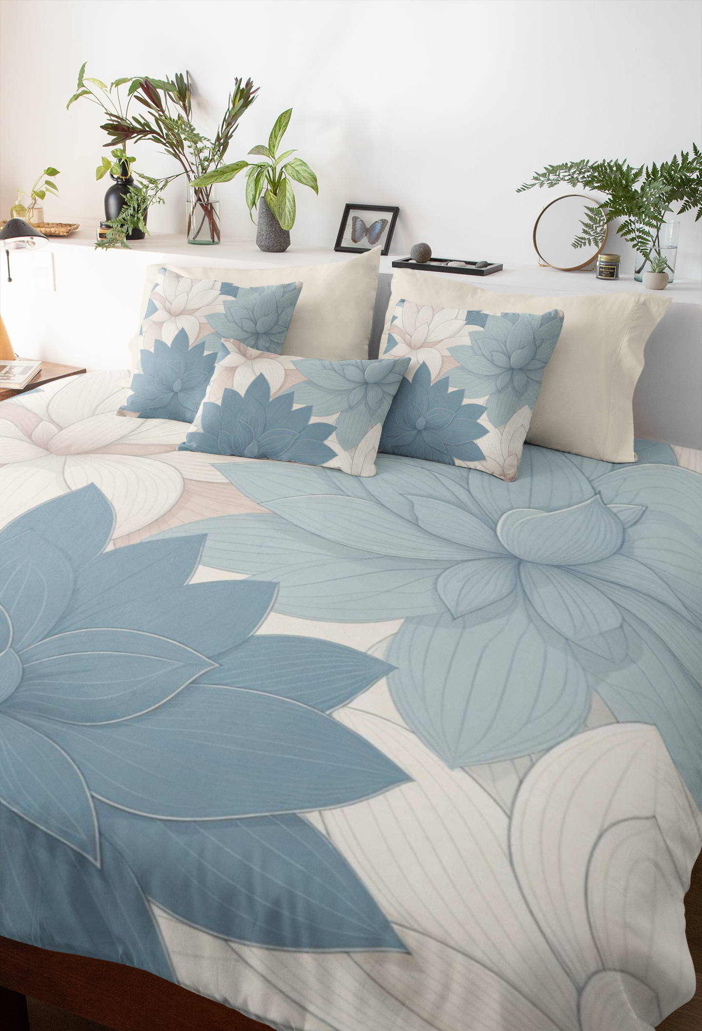 Coussin lombaire à motif floral Serene Lotus - Confort et style pour la décoration intérieure