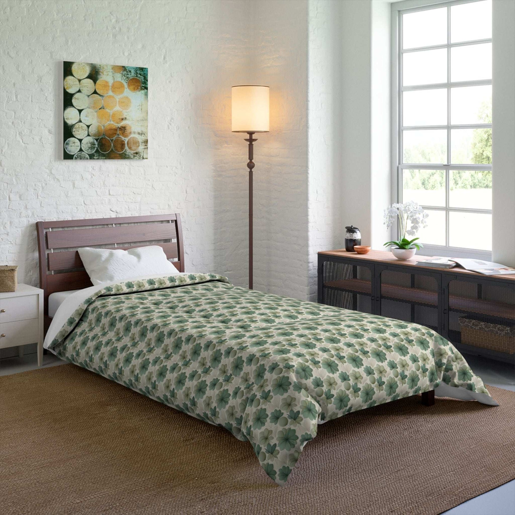 Comfy, fluffy, and warm Minimal Greenery Comforter