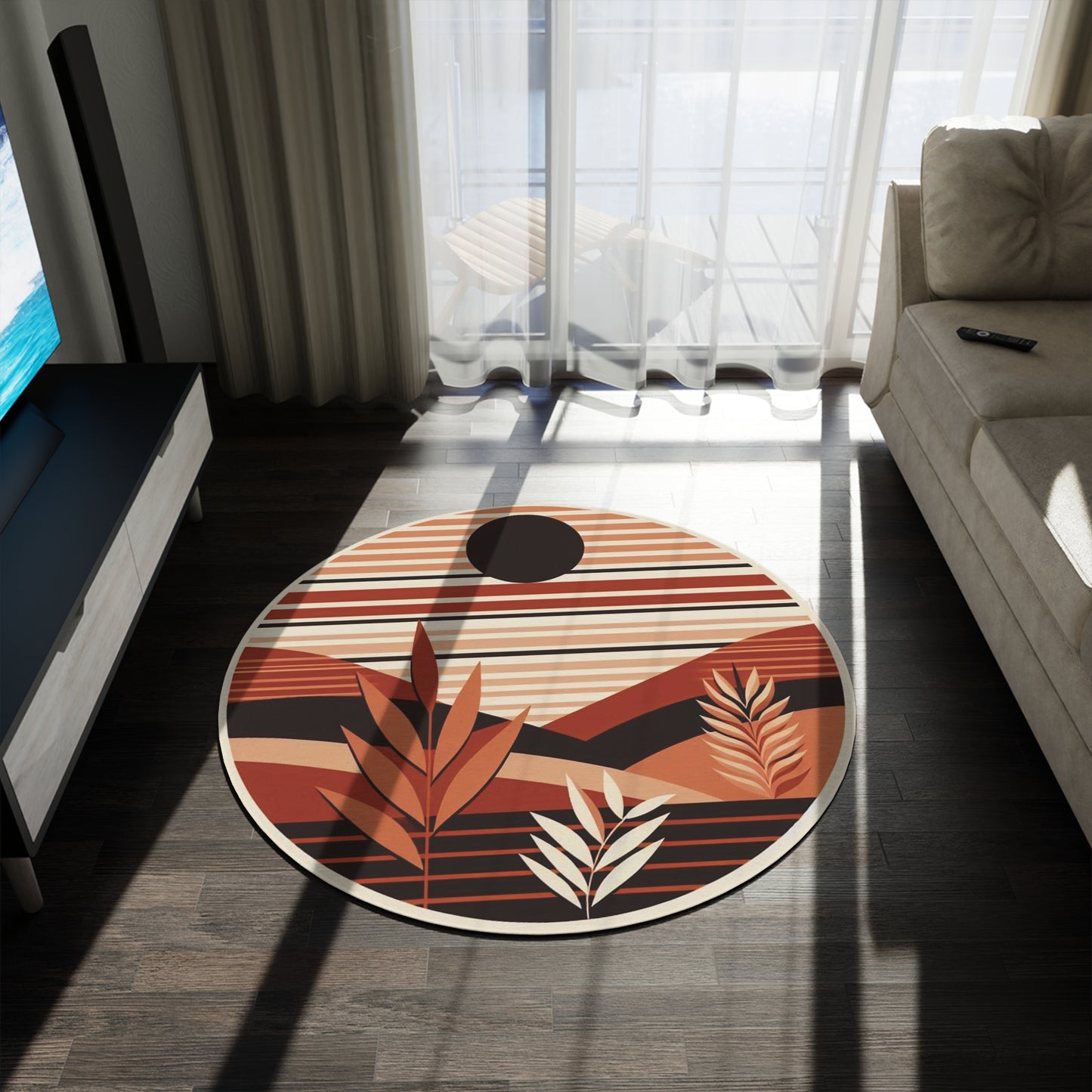 Tapis rond Bohemian Sunset - Des tons terreux pour des espaces chaleureux