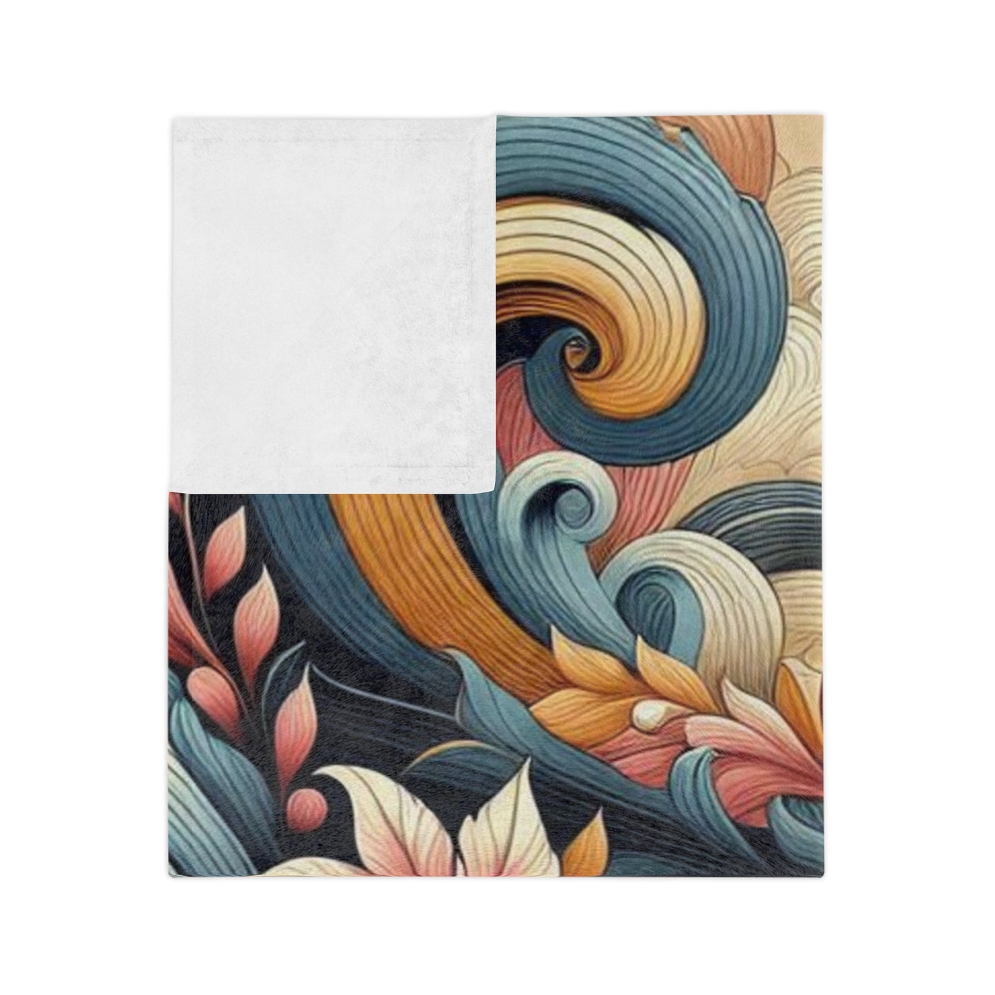 Couverture en velours Artistic Waves - Couverture décorative confortable avec motif floral