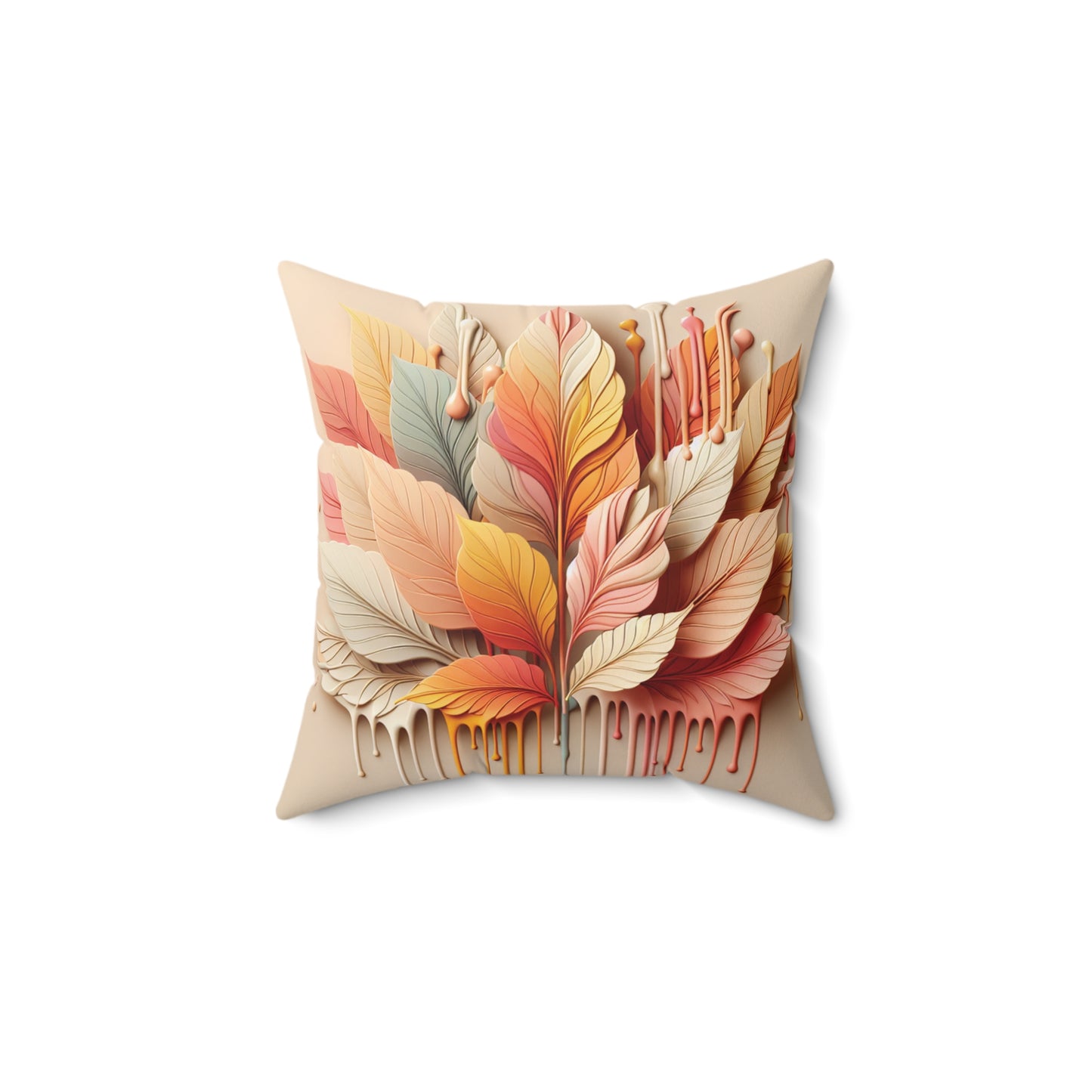 Autumn-Inspired Spun Polyester Square Pillow with Leaf Design