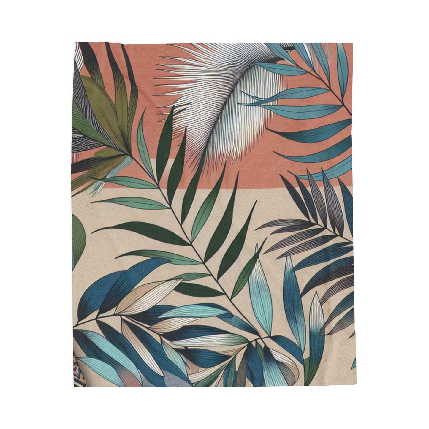 Tropical Leaves Velveteen Plush Blanket | Cozy Home Decor for Relaxation